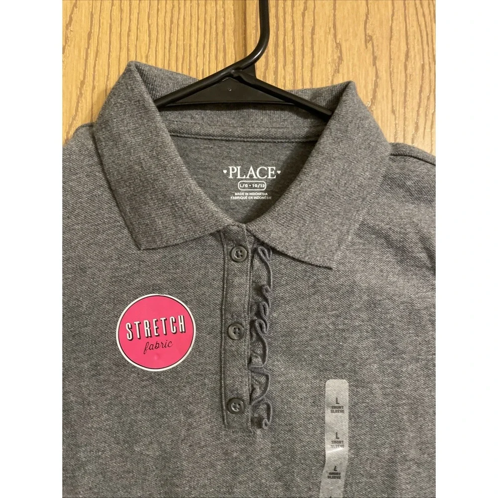 The Children's Place grey girls' short-sleeve school uniform polo shirt Sz Large